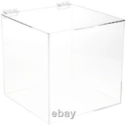 Plymor Clear Acrylic Display Case Box With Hinged Lid, 10 x 10 x 10