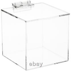 Plymor Clear Acrylic Display Case Box With Hinged Lid, 4 x 4 x 4