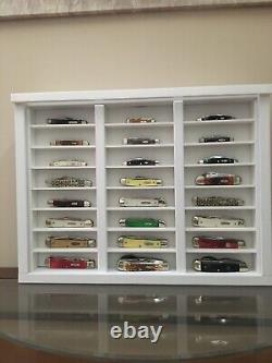 Pocket knife display case wood pvc plexiglass with box compartment app. 15x20x4