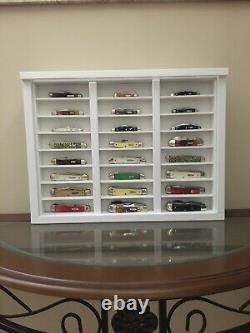 Pocket knife display case wood pvc plexiglass with box compartment app. 15x20x4