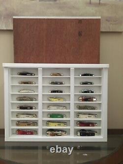 Pocket knife display case wood pvc plexiglass with box compartment app. 15x20x4