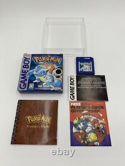 Pokemon Blue Version Complete in Box (CIB) AUTHENTIC + DISPLAY CASE! 1st Print