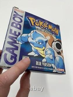 Pokemon Blue Version Complete in Box (CIB) AUTHENTIC + DISPLAY CASE! 1st Print