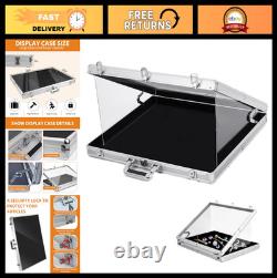 Portable Aluminum Trading Card Display Case 34x22 Clear Acrylic Box with Loc