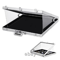 Portable Aluminum Trading Card Display Case 34x22 Clear Acrylic Box with Loc