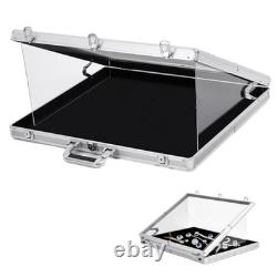 Portable Aluminum Trading Card Display Case 34x22 Clear Acrylic Box with Loc