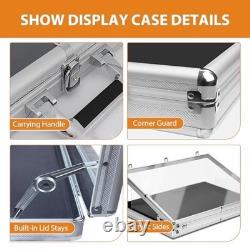 Portable Aluminum Trading Card Display Case 34x22 Clear Acrylic Box with Loc