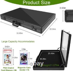 Portable Aluminum Trading Card Display Case with Locks 34x22 Black