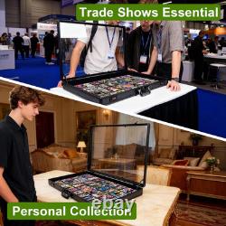 Portable Aluminum Trading Card Display Case with Locks 34x22 Black