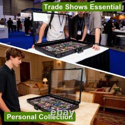 Portable Aluminum Trading Card Display Case with Locks 34x22 Black