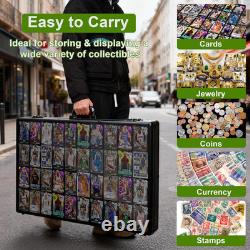 Portable Aluminum Trading Card Display Case with Locks 34x22 Black