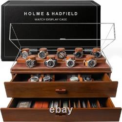 Premium 17 Slot Watch Box for Men XL Wooden Watch Display Case (Description)