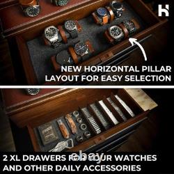 Premium 17 Slot Watch Box for Men XL Wooden Watch Display Case (Description)
