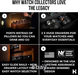 Premium 17 Slot Watch Box for Men XL Wooden Watch Display Case (Description)