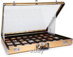 Premium 34 X 22 Card Display Case with Lockable Aluminum Frame Gold