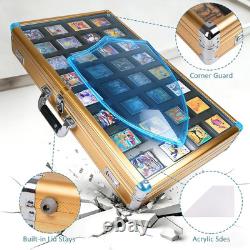 Premium 34 X 22 Card Display Case with Lockable Aluminum Frame Gold