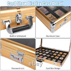 Premium 34 X 22 Card Display Case with Lockable Aluminum Frame Gold