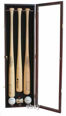 Pro UV 3 Baseball Bat Display Case Holder Wall Cabinet Shadow Box B33-MAH