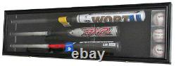 Pro UV Baseball Bat Display Case Wall Cabinet Shadow Box, Holds 3 Bats B33-BLA