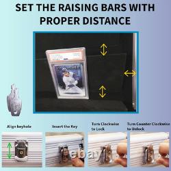 Professional Large Card Display Case 5 Card Riser Bars, Built-in Prop Rod and 8