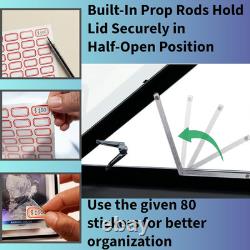Professional Large Card Display Case 5 Card Riser Bars, Built-in Prop Rod and 8