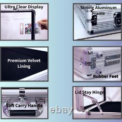 Professional Large Card Display Case 5 Card Riser Bars, Built-in Prop Rod and 8