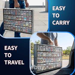 Professional Large Card Display Case 5 Card Riser Bars, Built-in Prop Rod and 8