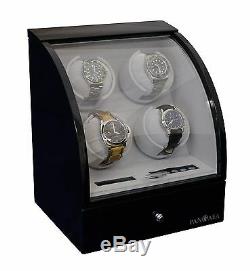 Quad 4 Automatic Watch Winder Wood Box Display Case Piano Black by PANGAEA