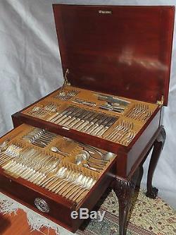 RARE Chippendale style flatware chest box silver plate display case Mappin Webb