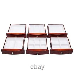 ROULING Brown Large Wooden Jewelry Box 7-Layer Rings Storage Organizer with Lock