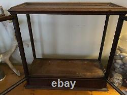 Rare Antique Glass & Wood Display Case Box With Drawer