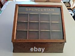 Rare Antique Wood SPENCERIAN PEN NIB Sales Display Case