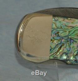 Rare Bulldog Genuine Abalone Damascus Display Knife Near Mint! With Case /box