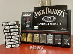 Rare Set of 8 Jack Daniel's Zippo Lighters with Cases- Original Box & Display 1997