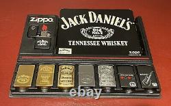 Rare Set of 8 Jack Daniel's Zippo Lighters with Cases- Original Box & Display 1997