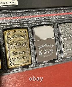 Rare Set of 8 Jack Daniel's Zippo Lighters with Cases- Original Box & Display 1997