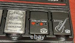 Rare Set of 8 Jack Daniel's Zippo Lighters with Cases- Original Box & Display 1997