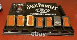 Rare Set of 8 Jack Daniel's Zippo Lighters with Cases- Original Box & Display 1997