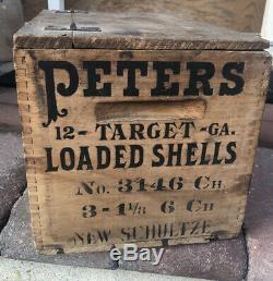 Rare Vintage PETERS CARTRIDGE CO. Ammunition Crate Wooden Crate Box Display Case