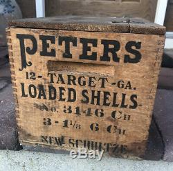 Rare Vintage PETERS CARTRIDGE CO. Ammunition Crate Wooden Crate Box Display Case
