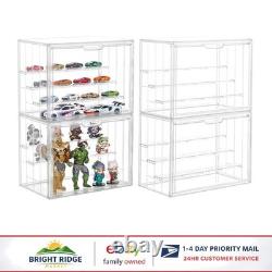 Rectangular Stackable Display Cases, 4-Pack Clear Acrylic for Hobby Collectibles