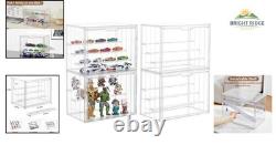 Rectangular Stackable Display Cases, 4-Pack Clear Acrylic for Hobby Collectibles