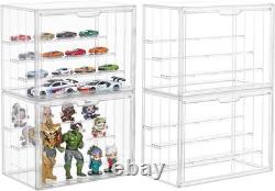 Rectangular Stackable Display Cases, 4-Pack Clear Acrylic for Hobby Collectibles