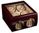 Red Wood Automatic Watch Winder Dual Double Quad 8 + 4 Display Storage Case Box
