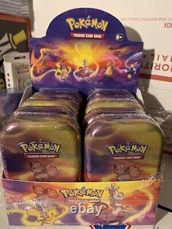 Sealed Pokémon Kanto Power Mini Tin Display Case Box 10 Tins Evolution Spanish