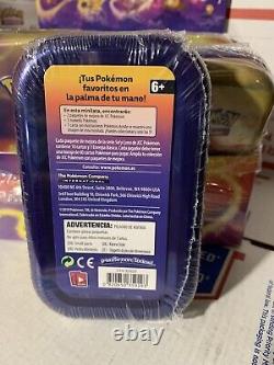 Sealed Pokémon Kanto Power Mini Tin Display Case Box 10 Tins Evolution Spanish