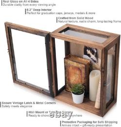 Shadow Box Display Case 11x14 Deep with Glass on 4 Sides, 6.2in Depth Wall Mount
