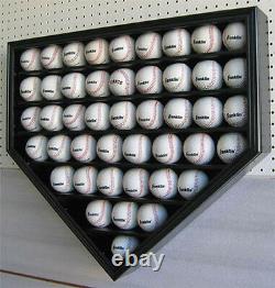 Shadow Box Wall Cabinet to hold 46 Baseball Display, Lock, UV Protection B46