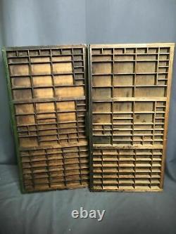 Shadow Boxes Set Of Vintage Printer Type Set Case Wooden Tray Drawers Display