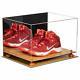 Shoe Display Case-Box with Mirror Case, Orange Risers & Wood Base (A014)